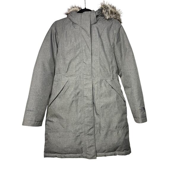 The North Face Women's Small Goose Down Hyvent Parka Coat Faux Fur Puffer Jacket - Picture 1 of 12